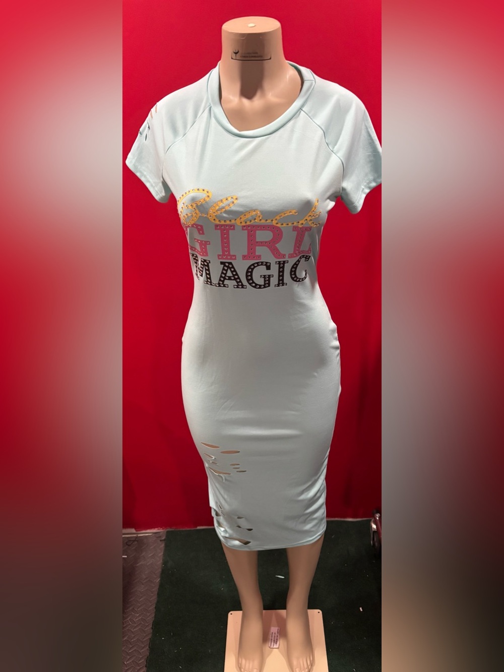 Girl Magic Teal color Graphic Midi Dress